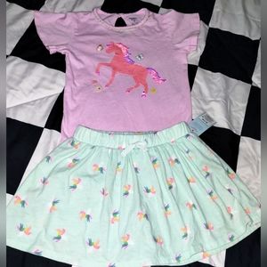 NWT  Girl's Cat & Jack Skirt and Carter's sequin Top Size 7/8